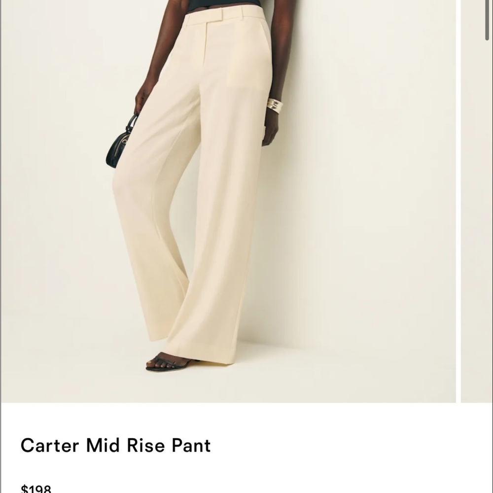 NWT Reformation Carter Mid Rise Pant in Sugar Size 8 Neutral Straight Leg Pants